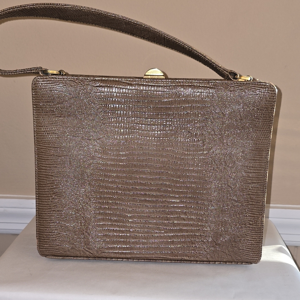 Vintage Pocketbook Elegant Brown Textured Women's Shoulder Bag Rare